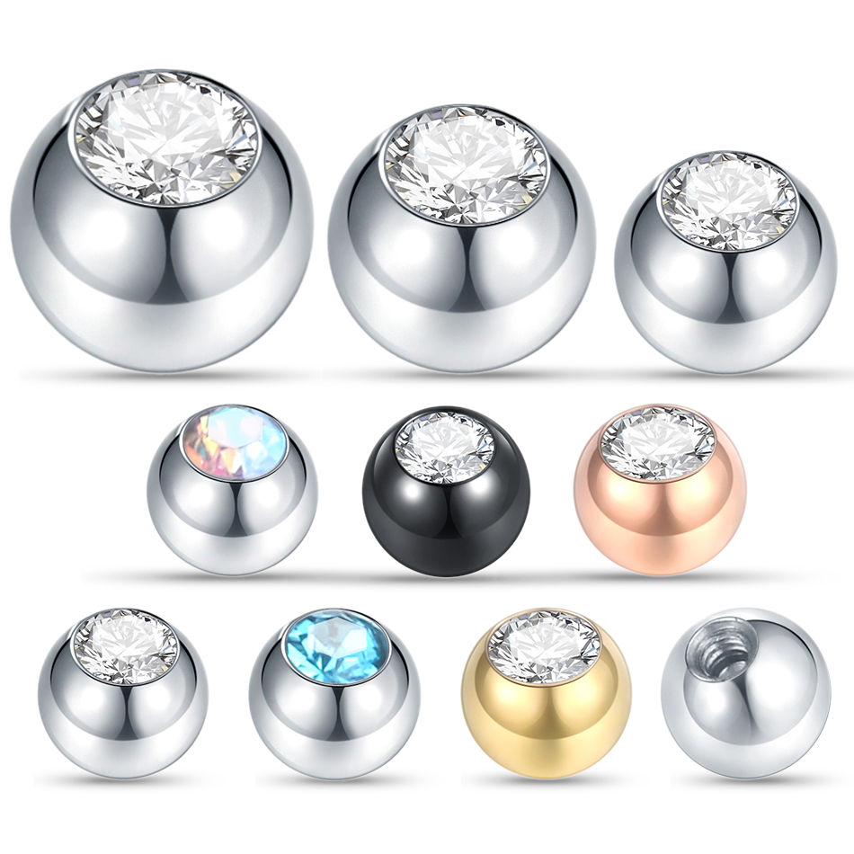 Body Jewelry Replacement Ball - 스틸 피어싱 볼 CZ Gem Labret