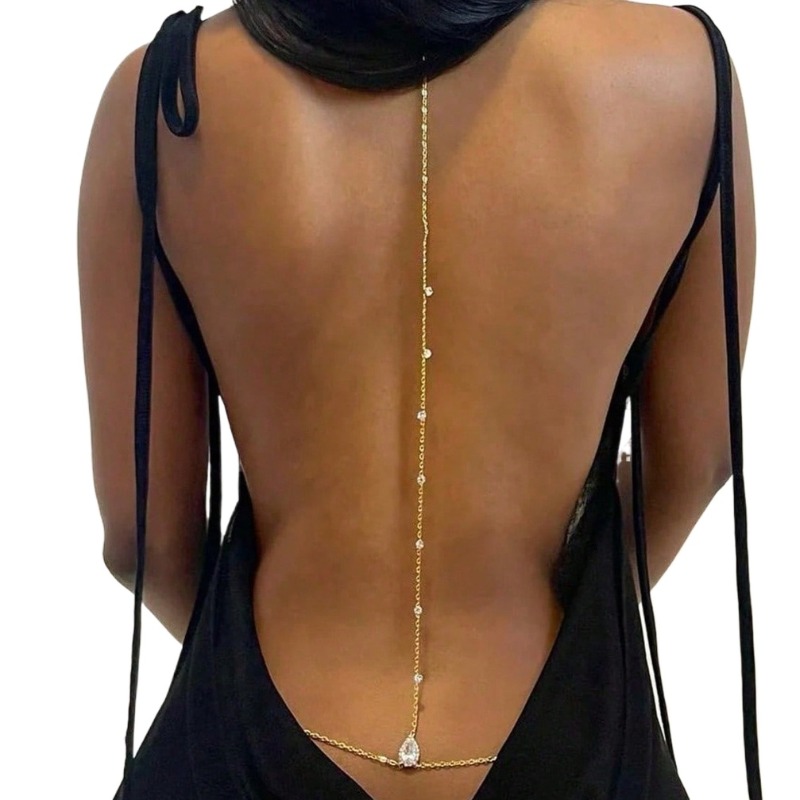 Body Jewelry Necklace - 신부 등받이 라인 석 물방울 바디
