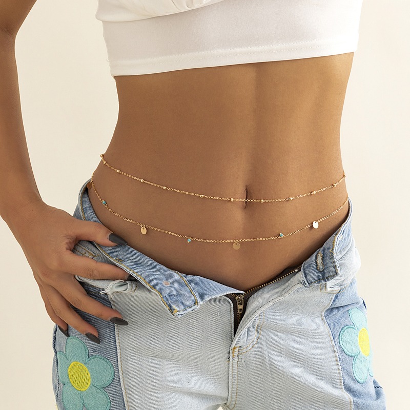 Body Jewelry For You - 여성용 섬세한 레이어드 허리 체인, 바디