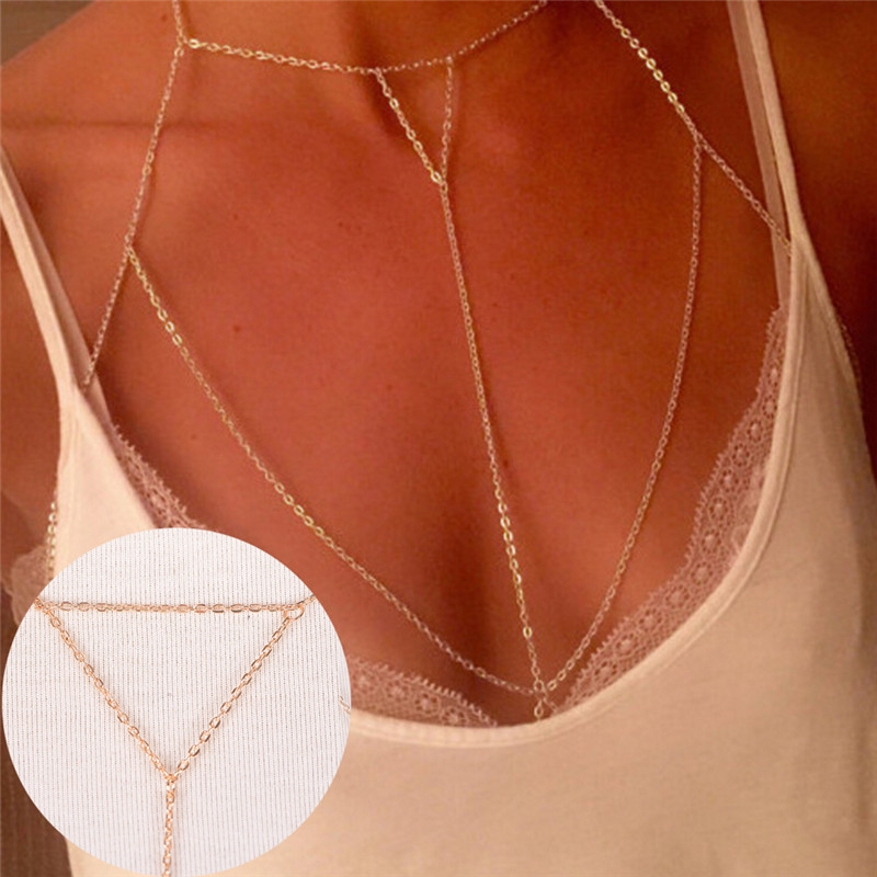 골드 실버 패션 링크 체인 브라, 다층 섹시 비치 비키 - Body Jewelry Necklace 리뷰 및 가격
