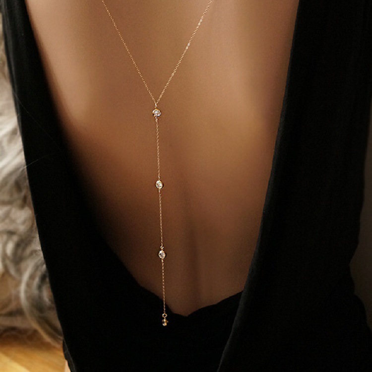 새로운 라인스톤 섹시 여성 백 체인 목걸이 비키니 비치 - Body Jewelry Necklace 리뷰 및 가격