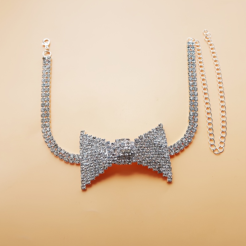 절묘한 우아한 라인석 활 넥 체인, 패션 넥타이 넥 체 - Body Jewelry Retainers 리뷰 및 가격