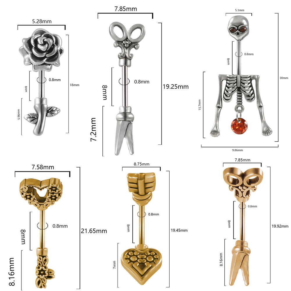 빈티지 외과 강철 해골 화살표 깃털 귀 배꼽 꽃 직선  - Body Jewelry Surgical Steel 리뷰 및 가격