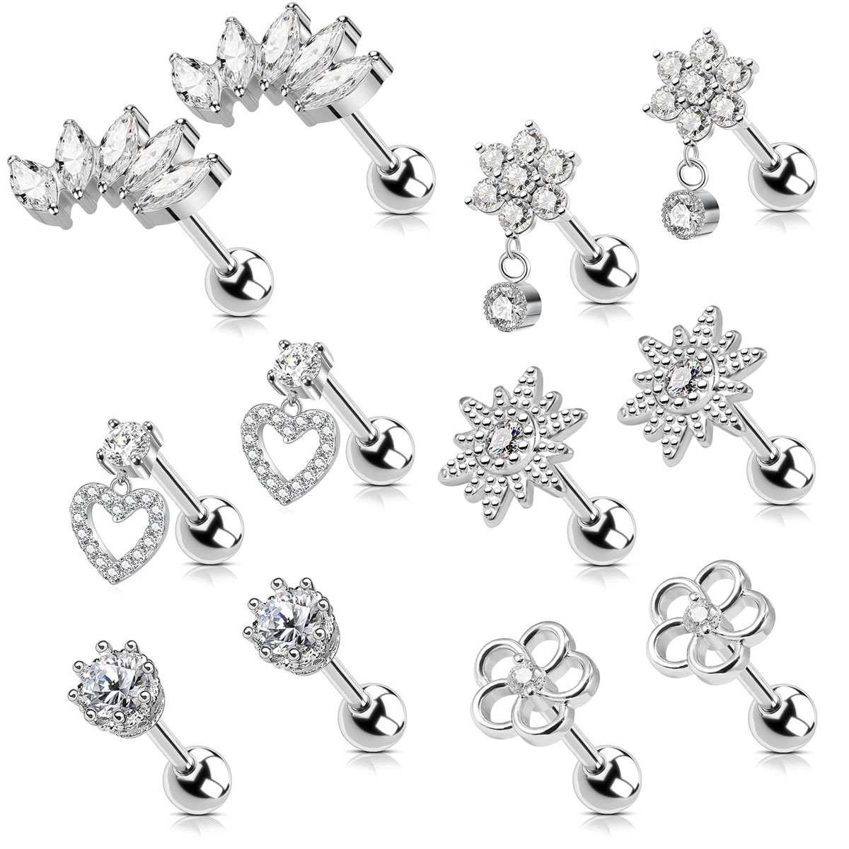 여성용 연골 귀걸이 스터드, 외과 스틸 귀걸이, 중공  - Body Jewelry Surgical Steel 리뷰 및 가격