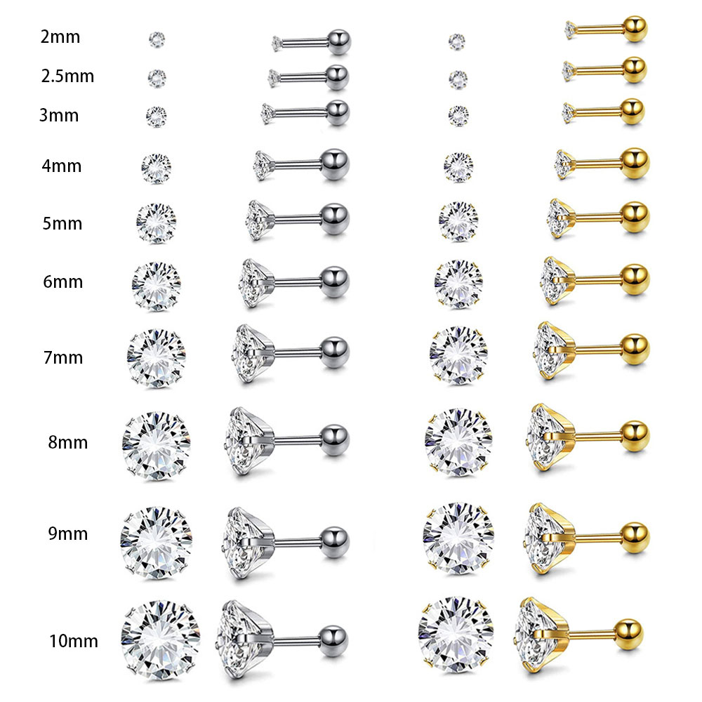 1 쌍 외과 강철 캐치 라운드 지르콘 귀걸이 골드 도금 - Body Jewelry Surgical Steel 리뷰 및 가격
